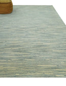 Beige and Teal 8x10 Modern stripes Design Hand Tufted wool area rug