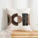 Beige and white geometric embroidery tassel cushion cover living room