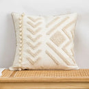 Beige and white geometric embroidery tassel cushion cover living room