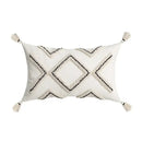 Beige and white geometric embroidery tassel cushion cover living room