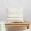 Beige and white geometric embroidery tassel cushion cover living room