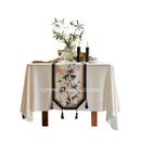 Beige bamboo leaf swallow print table runner for dining room decor