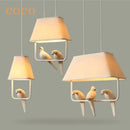 Beige bird cloth chandelier dining room rectangular pendant light