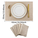 Beige & black cat linen placemat set for dining room table decor