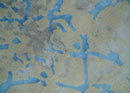 Beige, Blue, Olive and Gray Modern Abstract 6x9 Hand knotted wool and Viscose Area Rug