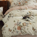 Beige & blush butterfly blooming flowers bedding set bedroom cotton