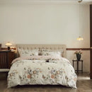 Beige & blush butterfly blooming flowers bedding set bedroom cotton