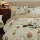 Beige & blush butterfly blooming flowers bedding set bedroom cotton
