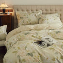 Beige & blush butterfly blooming flowers bedding set bedroom cotton