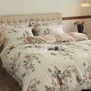 Beige & blush butterfly blooming flowers bedding set bedroom cotton