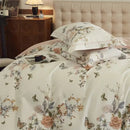 Beige & blush butterfly blooming flowers bedding set bedroom cotton