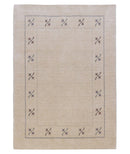Beige Border Design Hand Loomed Wool Area Rug