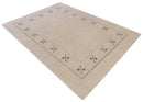 Beige Border Design Hand Loomed Wool Area Rug