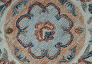 Beige, Brown and Blue Hand Tufted floral Aubusson design 8x10 wool Area Rug