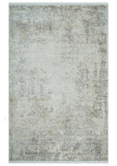 3x5 Beige, Brown and Silver Antique Finish Silk Area Rug