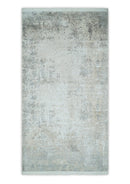 3x5 Beige, Brown and Silver Antique Finish Silk Area Rug
