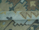 Beige, Brown and Silver Hand Knotted Traditional Multi size wool Area Rug