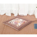 Beige & brown non-slip linen seat cushion dining room chair pad