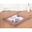 Beige & brown non-slip linen seat cushion dining room chair pad
