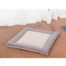 Beige & brown non-slip linen seat cushion dining room chair pad