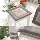 Beige & brown non-slip linen seat cushion dining room chair pad