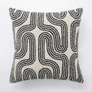 Beige & brown striped geometric line art cushion cover living room
