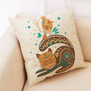 Beige cartoon cat linen pillowcase bedroom decor