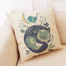 Beige cartoon cat linen pillowcase bedroom decor