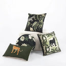 Beige cartoon print velvet cushion cover living room jungle decor