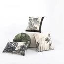Beige cartoon print velvet cushion cover living room jungle decor
