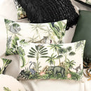 Beige cartoon print velvet cushion cover living room jungle decor
