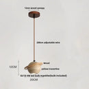 Beige cave stone led pendant light with wood ring for living room