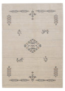 Beige Center Medallion Design Hand Loomed Wool Area Rug