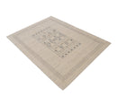 Beige Center Pattern Design Hand Loomed Wool Area Rug