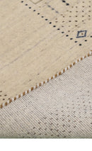 Beige Center Pattern Design Hand Loomed Wool Area Rug
