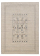 Beige Center Pattern Design Hand Loomed Wool Area Rug