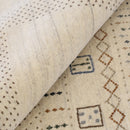 Beige Center Pattern Design Hand Loomed Wool Area Rug