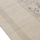 Beige Center Pattern Design Hand Loomed Wool Area Rug