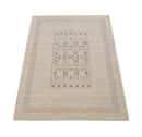 Beige Center Pattern Design Hand Loomed Wool Area Rug