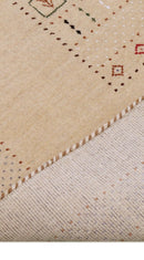 Beige Center Pattern Hand Loomed Wool Area Rug