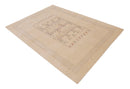 Beige Center Pattern Hand Loomed Wool Area Rug