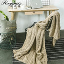 DecorBites™ Beige Chunky Knit Tassel Blanket - Soft Plaid Weighted Throw for Home Decor and Sofa - Industrial Style Tapestry
