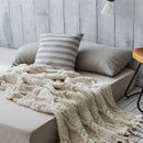 DecorBites™ Beige Chunky Knit Tassel Blanket - Soft Plaid Weighted Throw for Home Decor and Sofa - Industrial Style Tapestry
