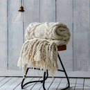DecorBites™ Beige Chunky Knit Tassel Blanket - Soft Plaid Weighted Throw for Home Decor and Sofa - Industrial Style Tapestry