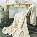 DecorBites™ Beige Chunky Knit Tassel Blanket - Soft Plaid Weighted Throw for Home Decor and Sofa - Industrial Style Tapestry