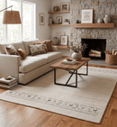 Beige Contemporary Pattern Hand Loomed Wool Area Rug