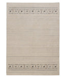 Beige Contemporary Pattern Hand Loomed Wool Area Rug