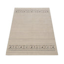 Beige Contemporary Pattern Hand Loomed Wool Area Rug