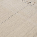 Beige Contemporary Solid Border Design Hand Loomed Wool Area Rug