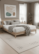Beige Contemporary Solid Border Design Hand Loomed Wool Area Rug